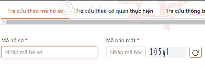 Điền mã hồ sơ trên Cổng Dịch vụ công Quốc gia