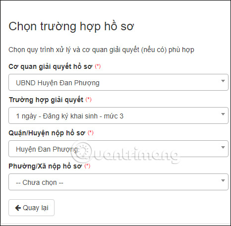 Điền thông tin địa phương trên Cổng dịch vụ công Hà Nội