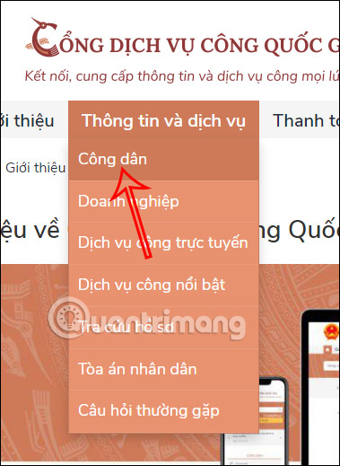 Truy cập Cổng Dịch vụ công Quốc gia