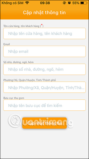 Nhập thông tin người dùng