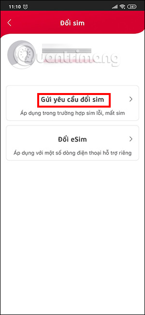 Thực hiện đổi sim Viettel