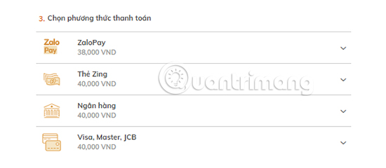Lựa chọn phương thức thanh toán phù hợp với bạn.