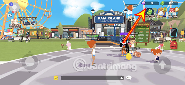 Nhấn vào biểu tượng đá quý ở góc trên cùng bên phải màn hình.