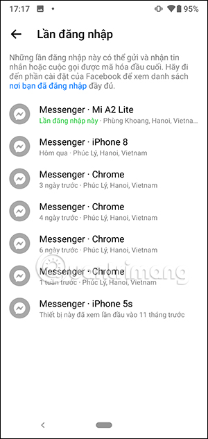 Messenger login list