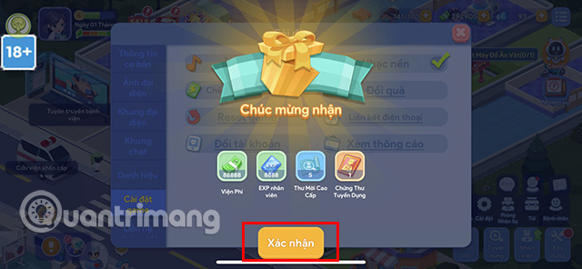 Điền mã code game và nhấn Nhận