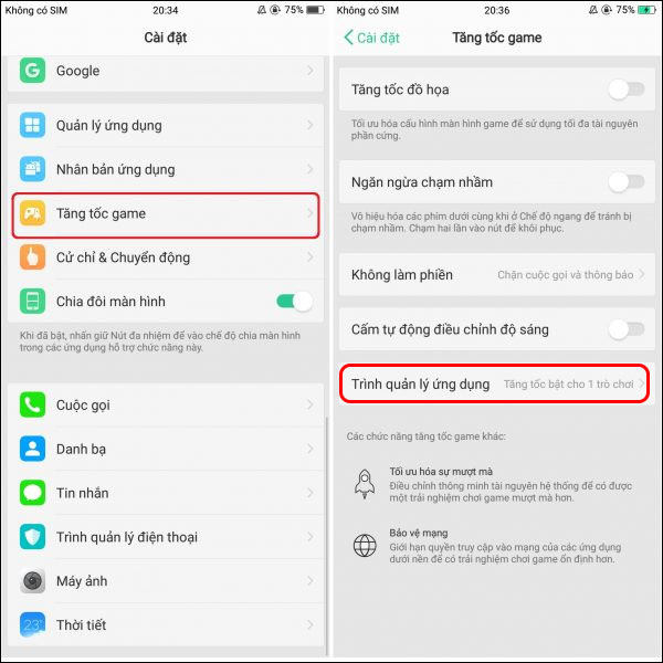 Kích hoạt tăng tốc game