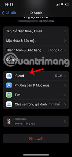 Chọn iCloud