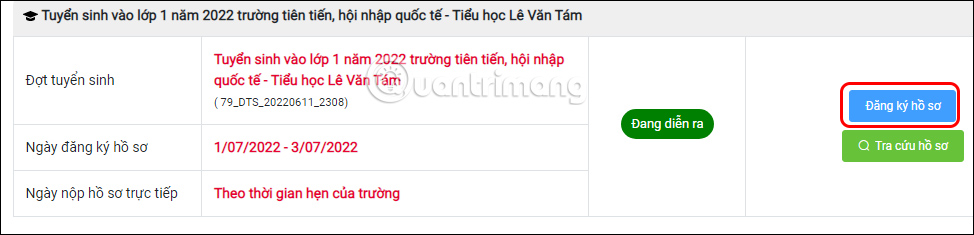 Nộp hồ sơ tuyển sinh lớp 1 TP.HCM