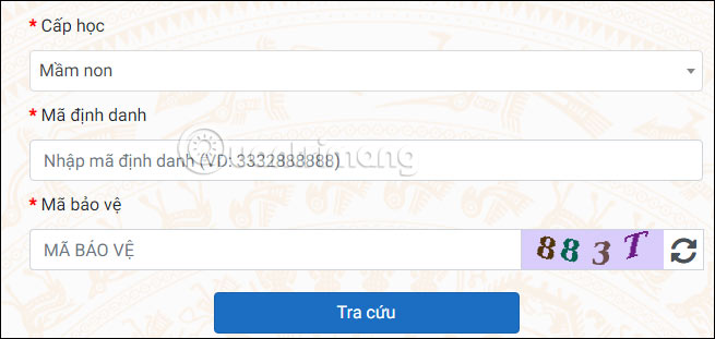 Điền thông tin học mầm non trực tuyến