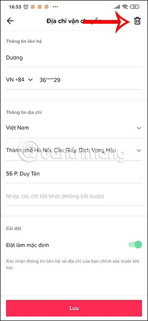 Xóa địa chỉ trên TikTok Shop