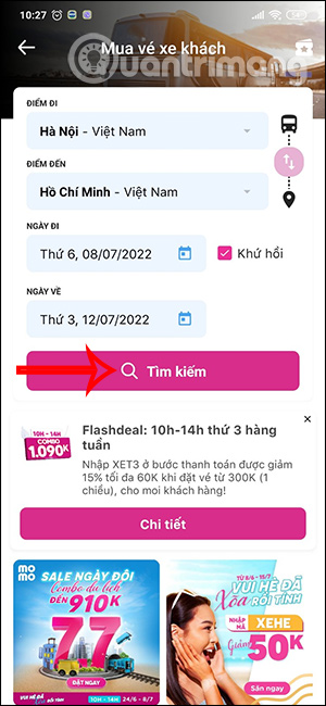 Tìm kiếm chuyến xe