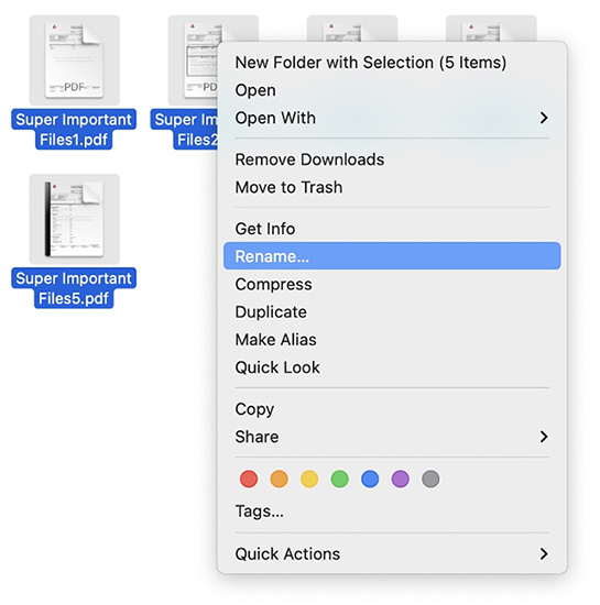 Nhấp vào tùy chọn “Rename”