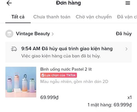  Toàn bộ các đơn hàng mà bạn đã đặt xuất hiện. 