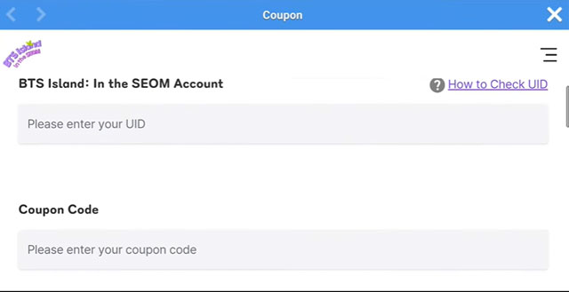coupon bts island