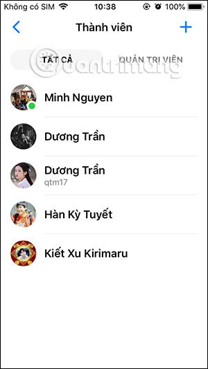 Danh sách nhóm Messenger iPhone