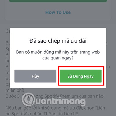 Chọn Sử dụng Ngay.