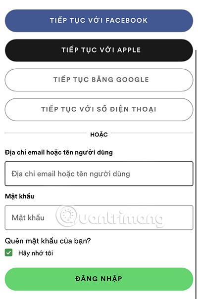 Tiến hành đăng nhập vào tài khoản Spotify 
