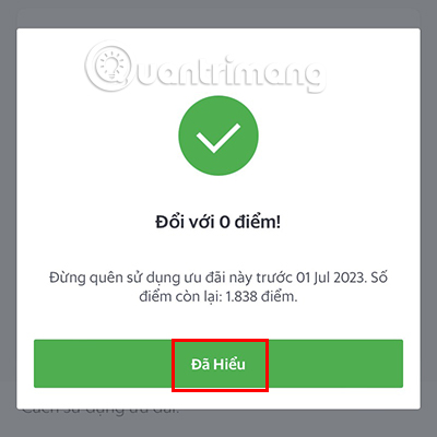  Bấm Đã hiểu để hoàn tất. 