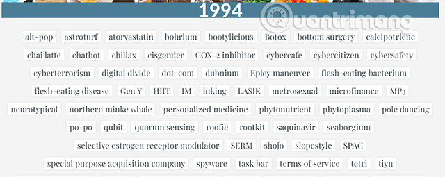 Năm 1994 xuất hiện rất nhiều từ ngữ thú vị như MP3, dot-com