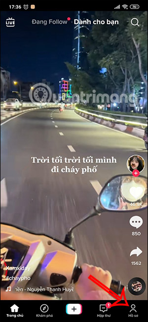 Giao diện trên TikTok