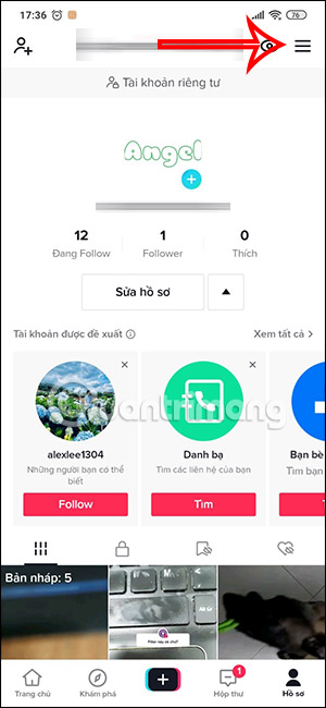 Tùy chọn trên TikTok