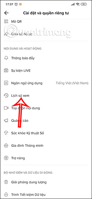 Lịch sử xem video TikTok