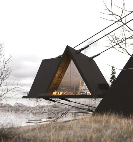 Nhà "đứng" trên không bằng dây cáp