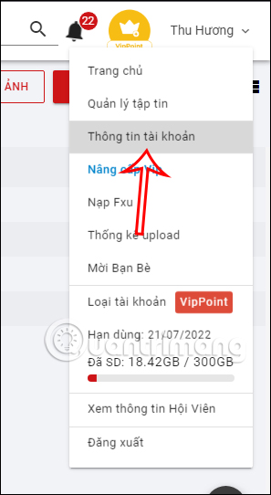 Thông tin tài khoản Fshare