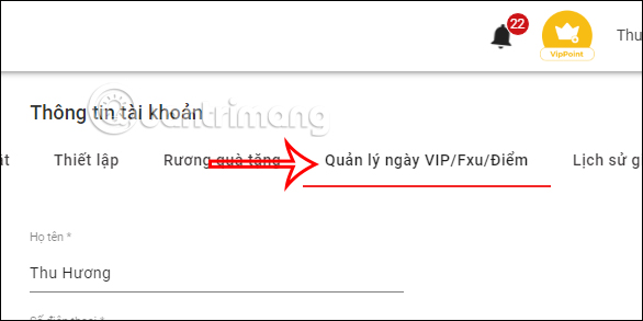 Quản lý ngày VIP/Fxu/Điểm Fshare