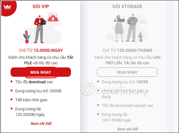 Chọn gói VIP Fshare