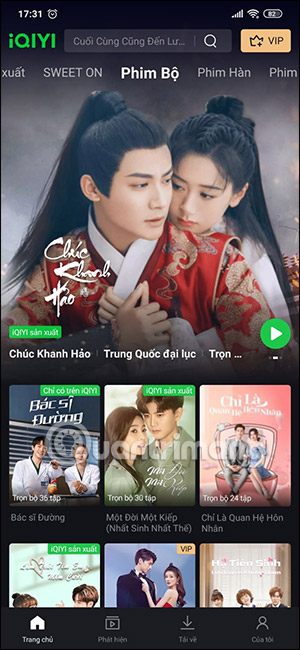 Giao diện trên iQIYI