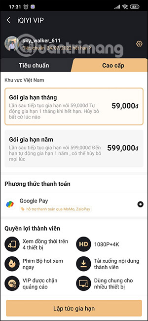 Các thể loại VIP trên iQIYI