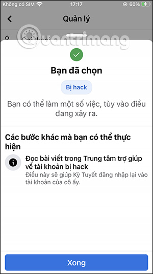 Gửi hỗ trợ bạn bè Facebook