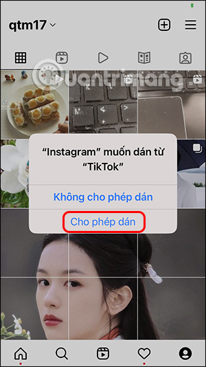 Cho phép đăng video TikTok lên Instagram