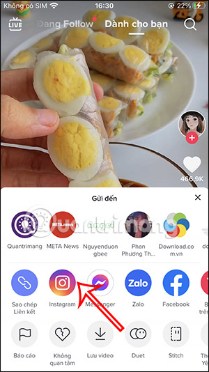 Chia sẻ video TikTok lên Instagram