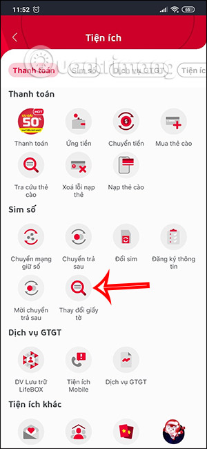Đổi thông tin trên My Viettel