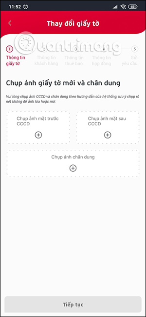 Chụp ảnh giấy tờ thông tin