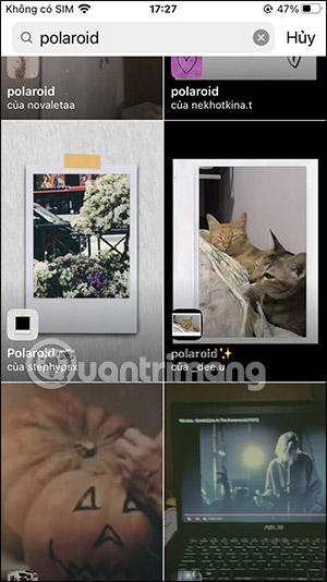Tìm hiệu ứng Polaroid Instagram