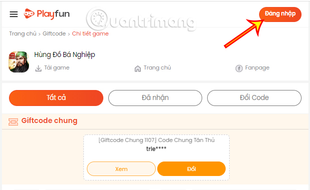 Tiến hành đăng nhập vào tài khoản game của bạn.