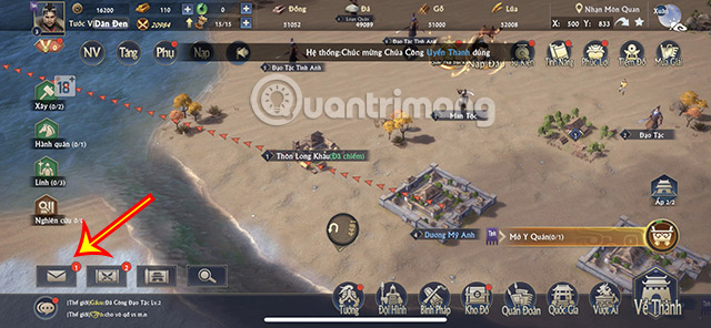 Truy cập vào giao diện chính của game, chọn Thư.