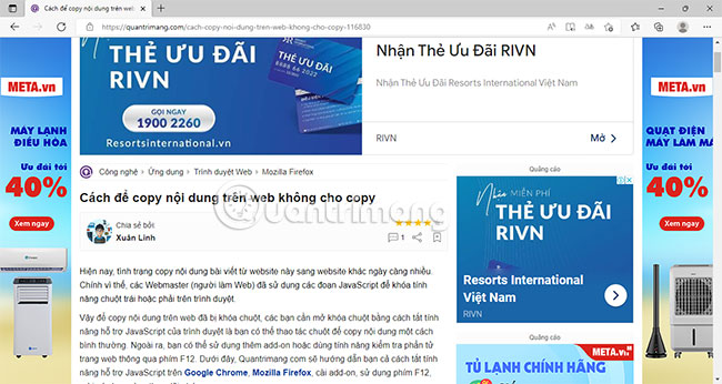 Mở trang web trong trình duyệt web Microsoft Edge