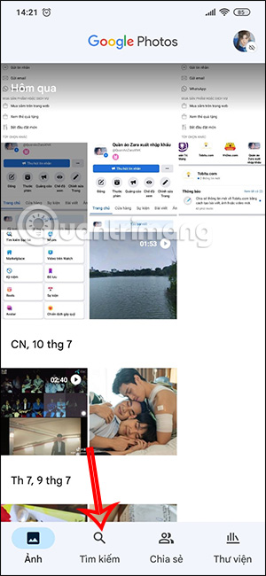 Tìm kiếm trên Google Photos