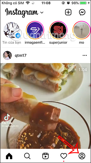 Giao diện Instagram