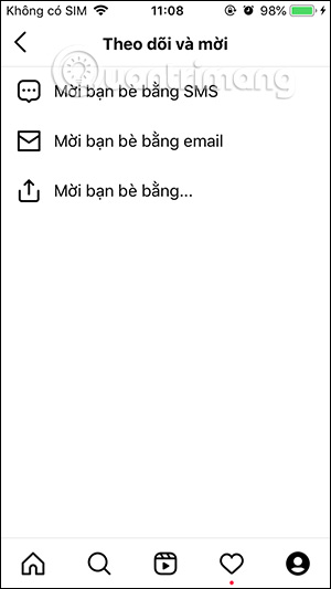 Tùy chọn chia sẻ Instagram
