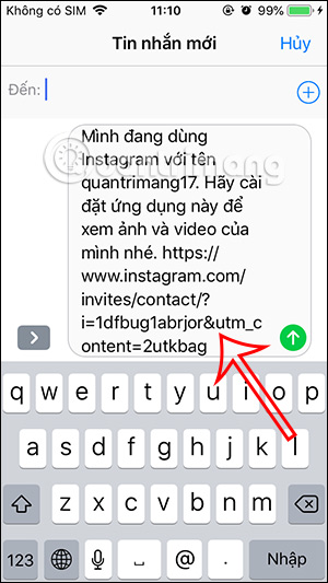 Chia sẻ Instagram qua tin nhắn