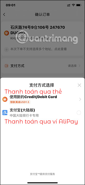 Phương thức thanh toán trên Taobao