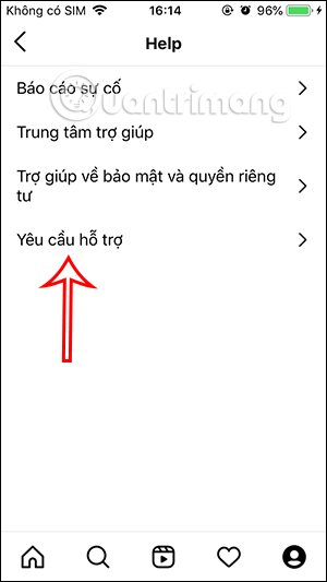 Yêu cầu hỗ trợ trên Instagram