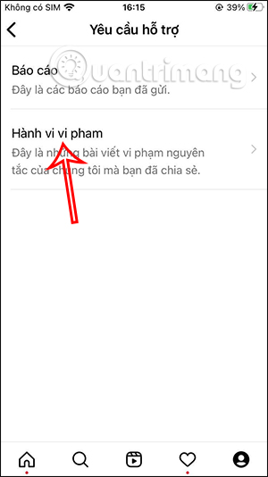 Hành vi vi phạm Instagram