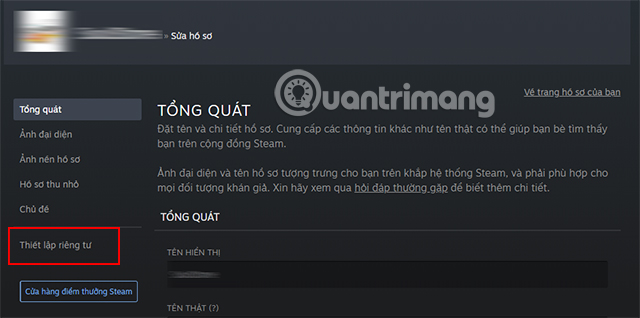 Chọn Thiết lập quyền riêng tư ở cột bên trái.