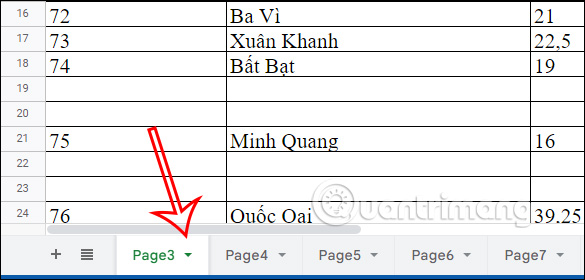 Ẩn các trang tính trên Google Sheets